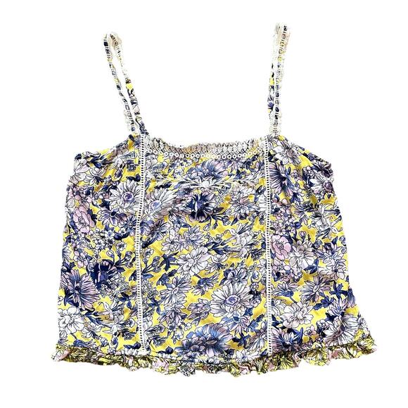 BY ANTHROPOLOGIE Ruffle Embroidered Tank Top Size L Boho Hippie Casual Eclectic - Picture 1 of 10